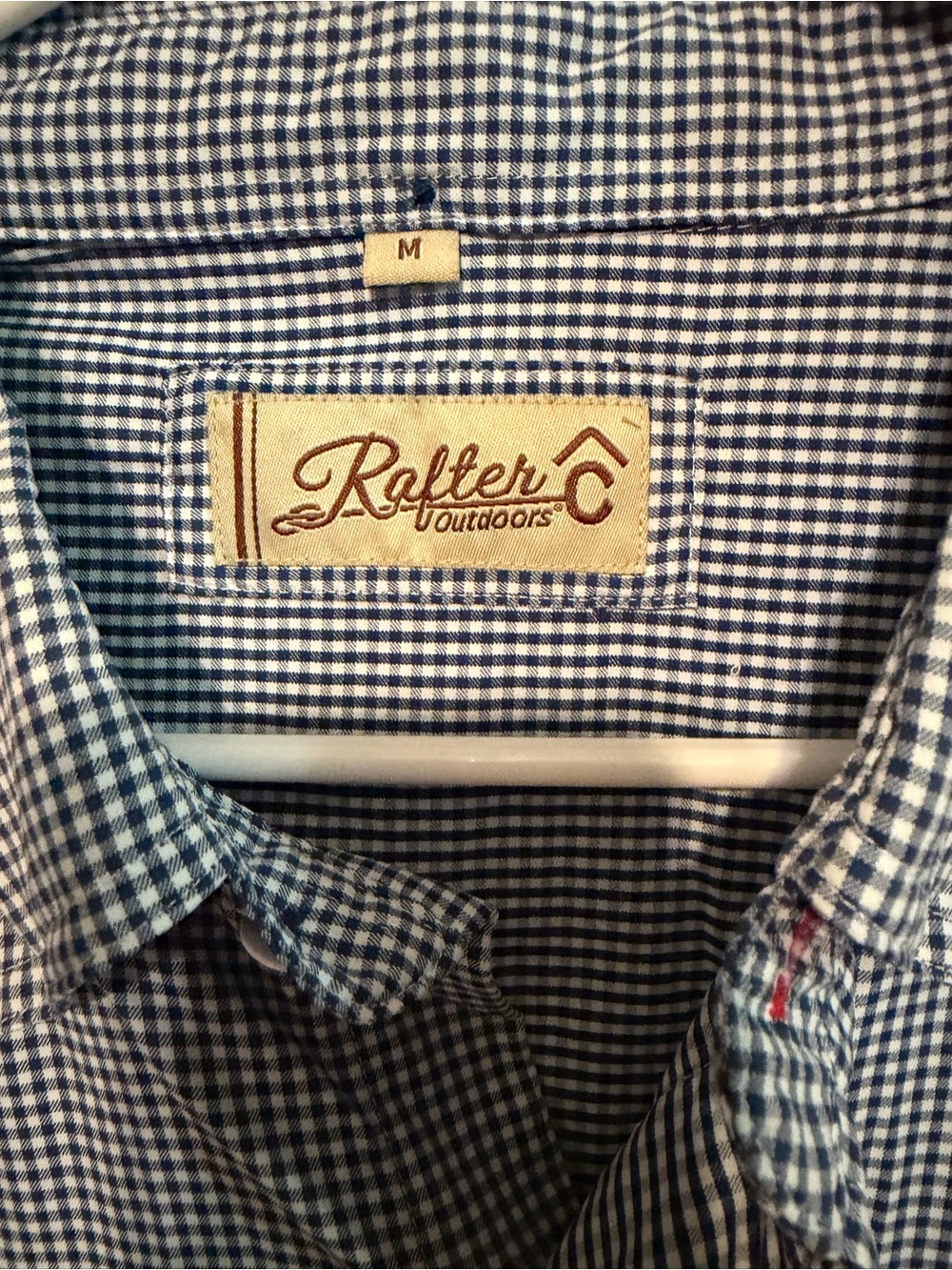 Rafter C Men’s Blue Gingham Button-Down Shirt Performance material